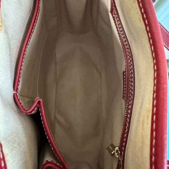 Celine Tan and Red Leather Trim Tote Bag - Picture 11 of 15